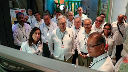 La Secretaria de Energía, Rocío Nahle García y Manuel Bartlett, Director de la CFE realizaron una visita técnica a la Central Nucleoeléctrica Laguna Verde en octubre de 2019.  