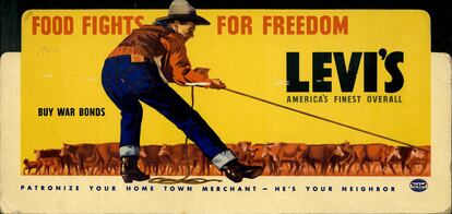 Anuncio de Levi’s durante la Segunda Guerra Mundial que animaba a comprar bonos de guerra.