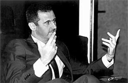 El presidente sirio, Bachar el Asad, en un momento de la entrevista con EL PAÍS en Damasco.