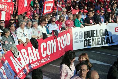 Manifestación contra la reforma laboral, durante la huelga general del 29 de marzo de 2012.