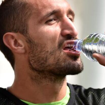 Giorgio Chiellini, en un entrenamiento con la Juventus.