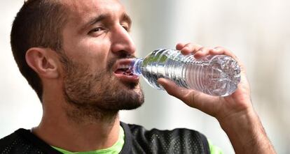 Giorgio Chiellini, en un entrenament amb el Juventus.