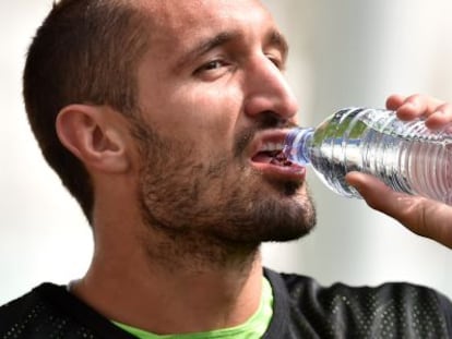 Giorgio Chiellini, en un entrenamiento con la Juventus.