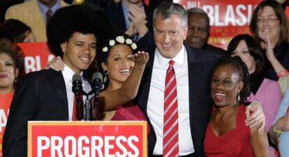 El alcalde de Nueva York y su familia 