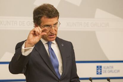 Feijóo durante la rueda de prensa