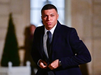 Kylian Mbappé, en evento en el Palacio del Elíseo de París, el 27 de febrero.