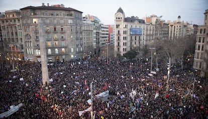 Manifestación durante la huelga general del 8 de marzo de 2018.