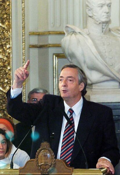 El presidente argentino, Néstor Kirchner, en un acto público.