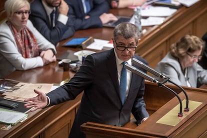 El primer ministro checo, Andrej Babis, durante una sesi&oacute;n parlamentaria en Praga, Rep&uacute;blica Checa, este martes.