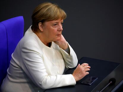 La canciller alemana, Angela Merkel, en una sesión en el Bundestag.