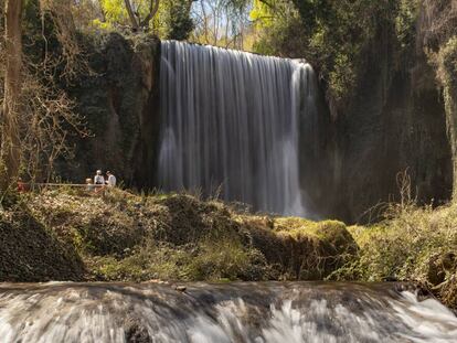 Vista de La Caprichosa, una de las cascadas del Monasterio de Piedra, espacio natural que acaba de reabrir sus puertas en Nuévalos (Zaragoza).