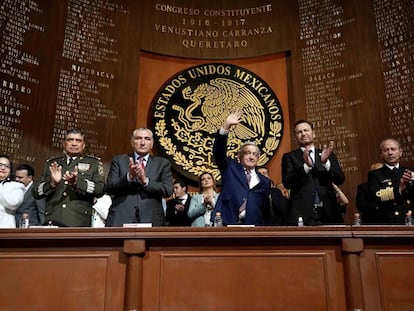 Andrés Manuel López Obrador, presidente de México encabezó ceremonia por el 106 Aniversario de la Promulgación de la Constitución Política de los Estados Unidos Mexicanos.