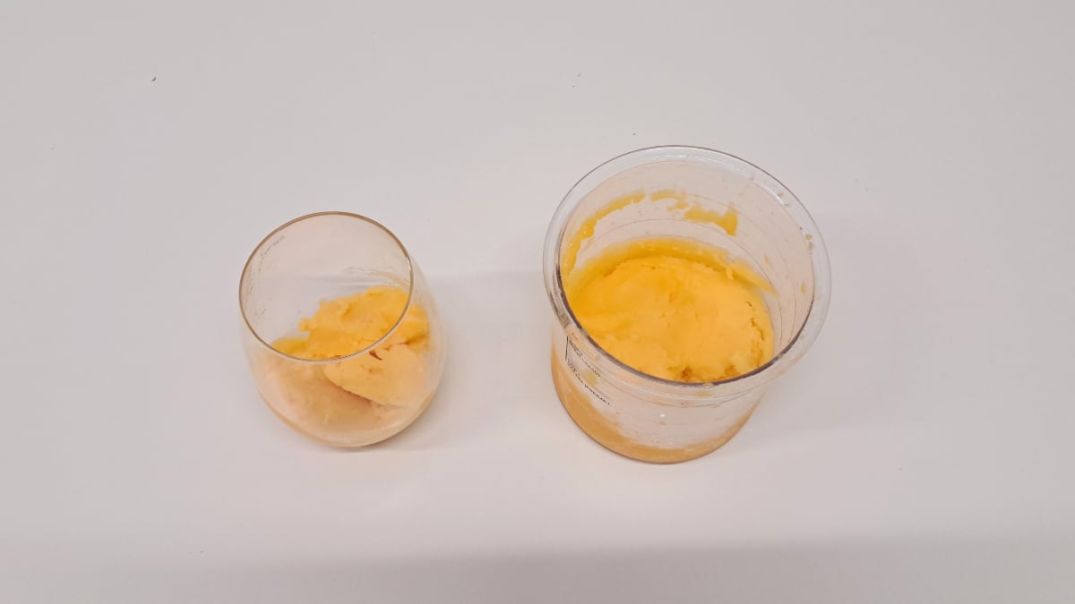 Resultado del sorbete de melocotón.