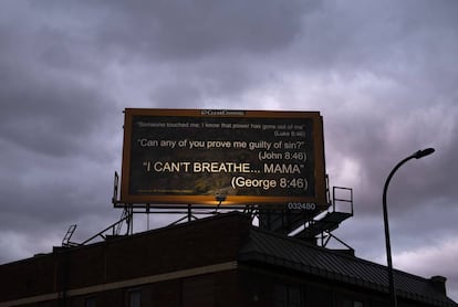 Um outdoor em homenagem a George Floyd, em Minneapolis.