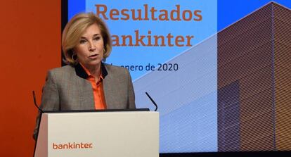 La consejera delegada de Bankinter, María Dolores Dancausa, en la presentación de los resultados del 2019. EFE/Víctor Lerena