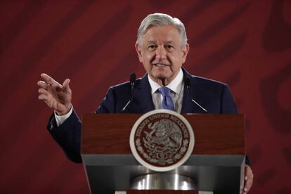 López Obrador durante una conferencia de prensa.