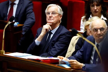 El primer ministro francés Michel Barnier, en una sesión en la Asamblea Nacional.