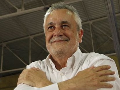 José Antonio Griñán, en el mitin de cierre de campaña,en Sevilla.