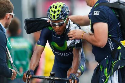 Nairo Quintana, en su llegada a Oropa