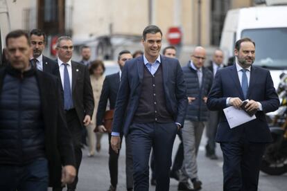Sánchez y Ábalos a su llegada a la ejecutiva del PSOE.