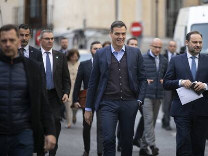 Sánchez y Ábalos a su llegada a la ejecutiva del PSOE.