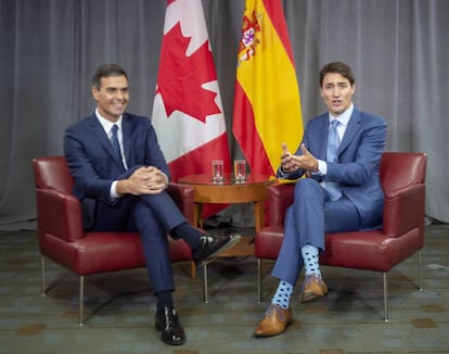 Justin Trudeau junto a Pedro Sánchez.