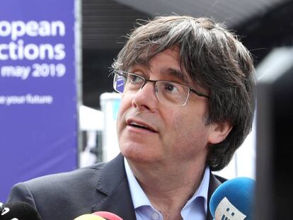 Carles Puigdemont atiende a la prensa en Bruselas el pasado 26 de mayo.