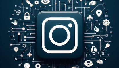 Logo de Instagram oscuro con fondo de seguridad