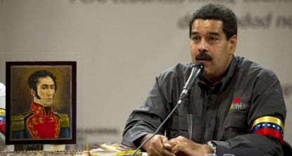 Maduro durante la inauguraci&oacute;n de la Feria del Libro de Caracas.