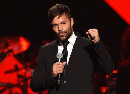 Ricky Martin speaks during the show for the 2016 Latin GRAMMY's Person Of The Year honoring Marc Anthony at the MGM Grand on November 16, 2016 in Las Vegas, Nevada.  / AFP PHOTO / Valerie MACON
