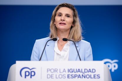 La vicesecretaria de Desarrollo Sostenible del PP, Paloma Martín, en rueda de prensa en la sede del partido el pasado diciembre.