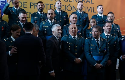 Fernando Grande-Marlaska, durante el acto de entrega de medallas al Mérito de Protección Civil, este lunes en Rivas-Vaciamadrid.