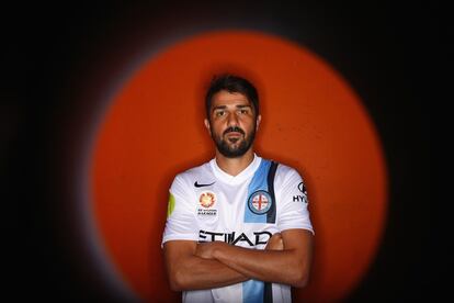 David Villa, durante su presentación con el Melbourne City en el comienzo de la temporada 2014-15 en el estadio Etihad Stadium.