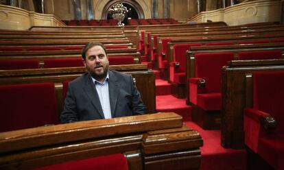 El líder de ERC, Oriol Junqueras, en el Parlament
