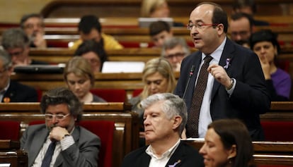 El l&iacute;der del PSC, Miquel Iceta, aquest dimecres al Parlament. 