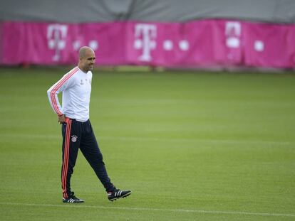 Guardiola, ayer en el entrenamiento del Bayern.