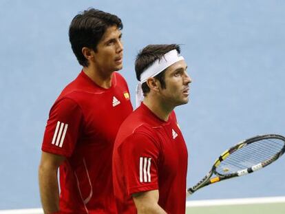 Verdasco y Marrero durante el partido de dobles.