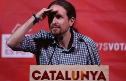 Pablo Iglesias en un míting a Catalunya.