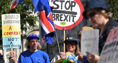 Manifestantes contrarios al Brexit en una concentración el 2 de septiembre.