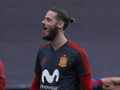 De Gea, en el entrenamiento del domingo.