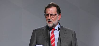 Rajoy addresses reporters on Monday in Madrid.