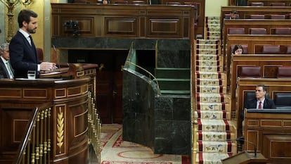 Pablo Casado este miércoles durante la sesión plenaria en el Congreso.