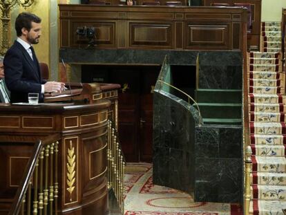 Pablo Casado este miércoles durante la sesión plenaria en el Congreso.