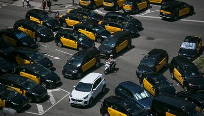 Protesta de taxistas en Barcelona, en una imagen de archivo.