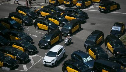 Protesta de taxistes a Barcelona, en una imatge d'arxiu.