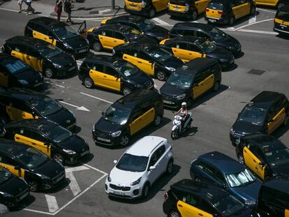 Protesta de taxistes a Barcelona, en una imatge d'arxiu.