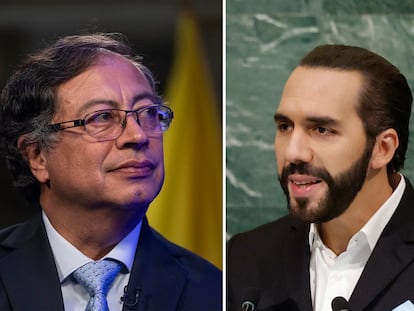 Los presidentes de Colombia y El Salvador, Gustavo Petro y Nayib Bukele.