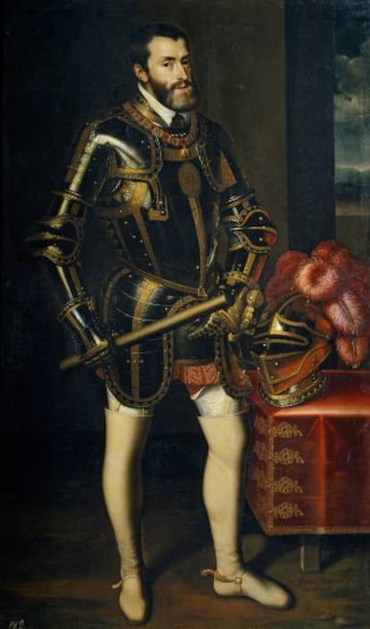 El rey Carlos I de España y V de Alemania retratado por Juan Pantoja de la Cruz. La pintura forma parte de la colección del Museo del Prado (Madrid).