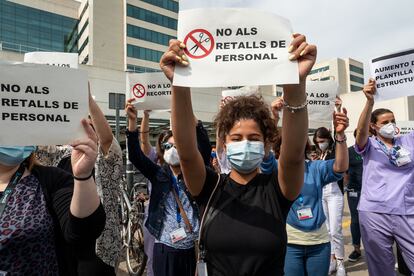 Protesta de sanitarios en el hospital La Fe de Valencia, en 2021.