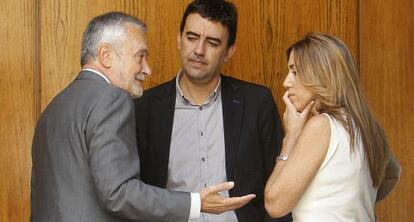 José Antonio Griñán, Mario Jiménez y Susana Díaz.